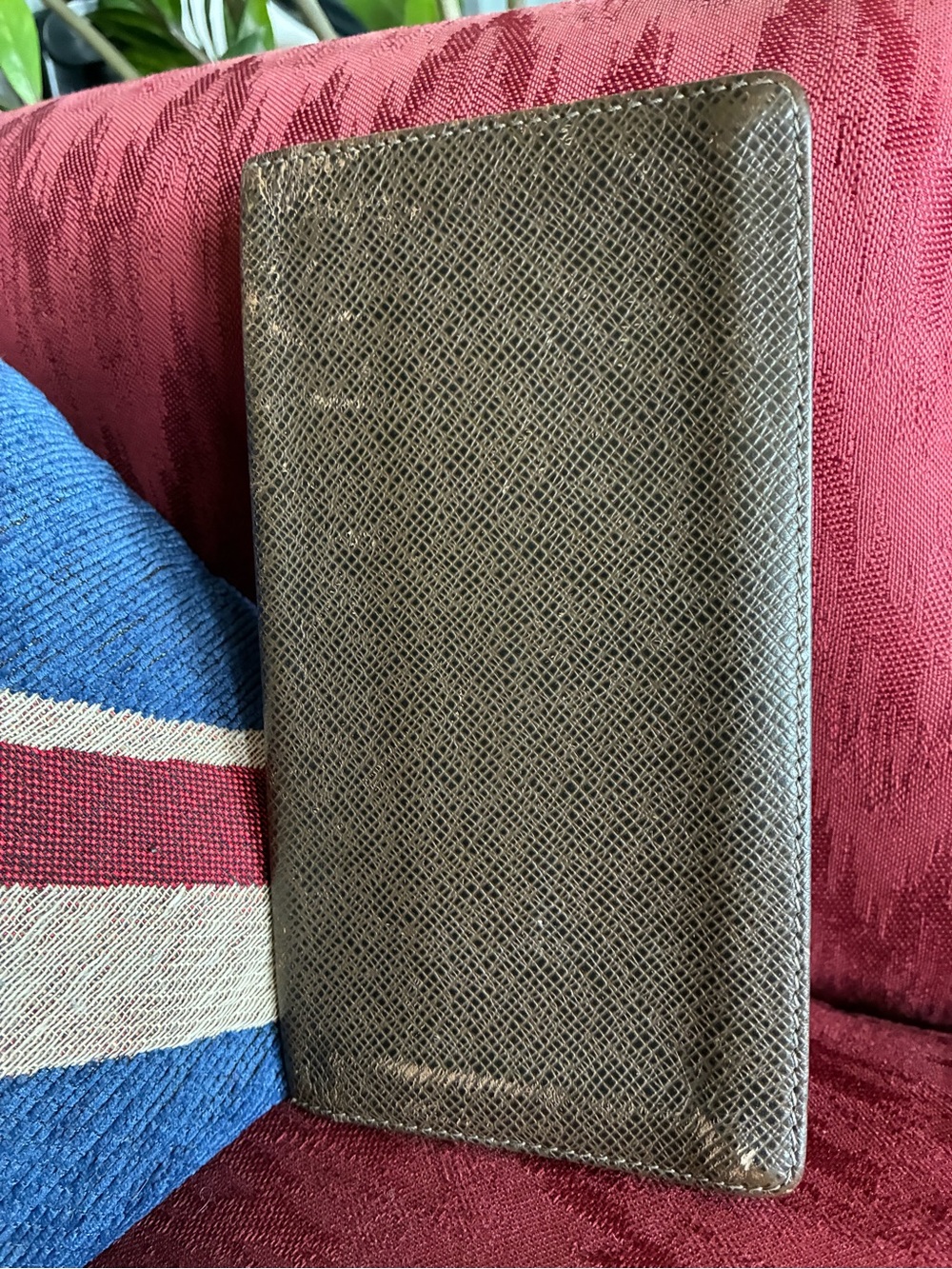 Louis Vuitton Taiga Textured Brazza Long Wallet in Dark Brown